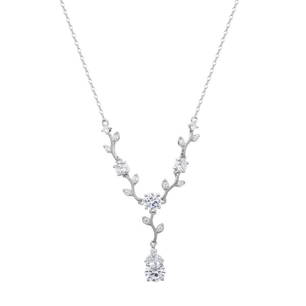 Splendere Sterling Silver Cubic Zirconia Twig Y-Necklace - image 