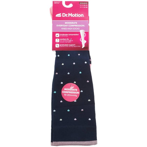 Womens Dr. Motion Mini Hearts Knee High Compression Socks - image 