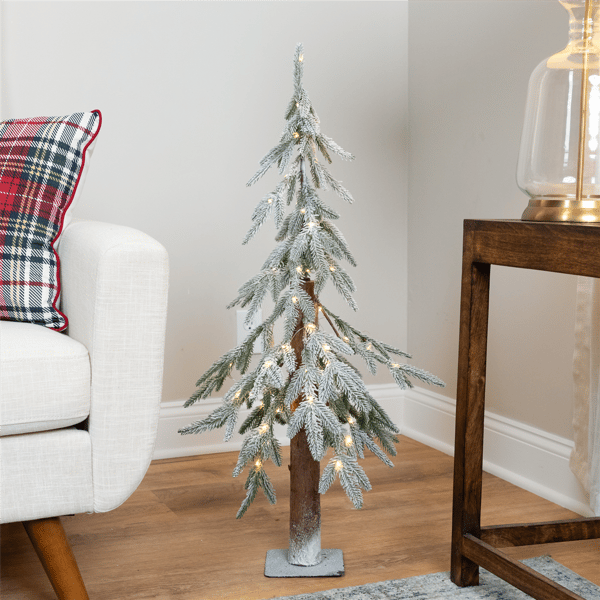 Northlight 3ft. Pre-Lit Flocked Alpine Artificial Christmas Tree - image 