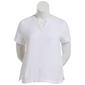 Womens Hasting & Smith Short Sleeve Split Neck Solid Boxy Tee - image 1