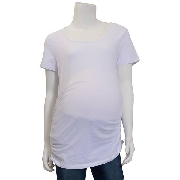 Womens Times Two Short Sleeve Side Ruched Maternity Tee - image 