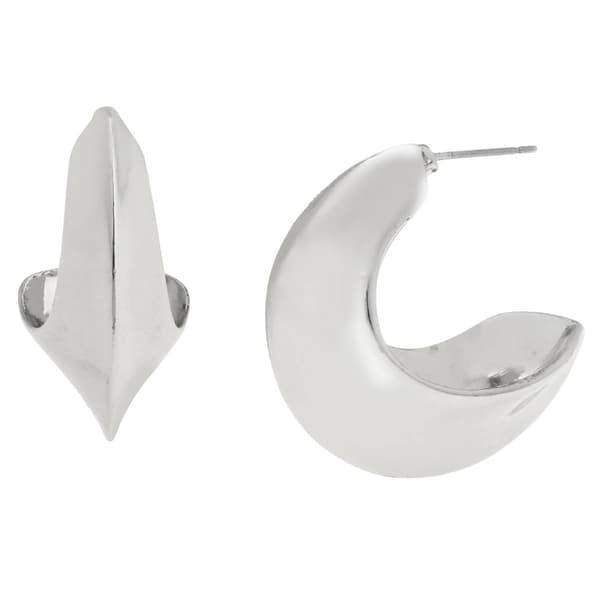 Steve Madden Vintage Silver C Hoop Earrings