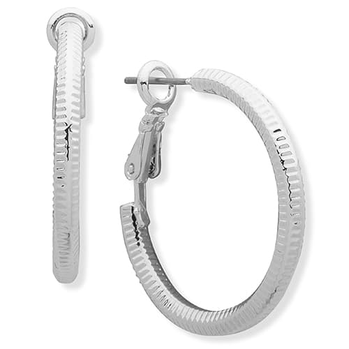 Nine West Hoop It Up Silver-Tone Tube Hoop Earrings - image 