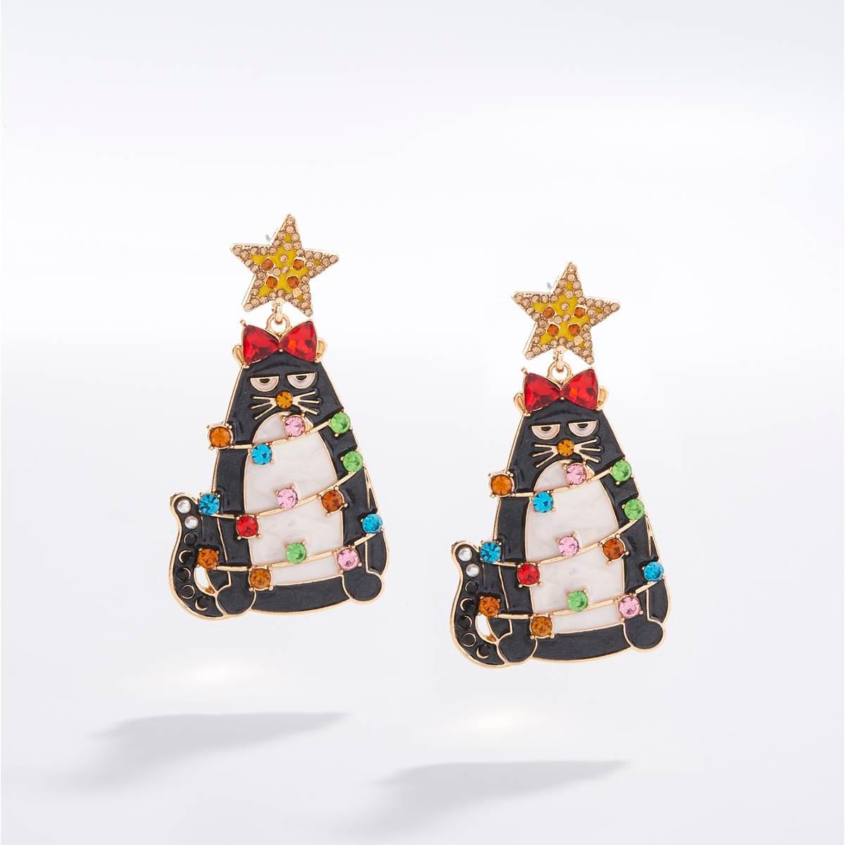Twinkle Cat w/ Stars Earrings
