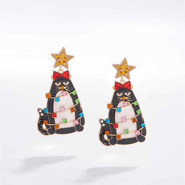 Twinkle Cat w/ Stars Earrings - image 
