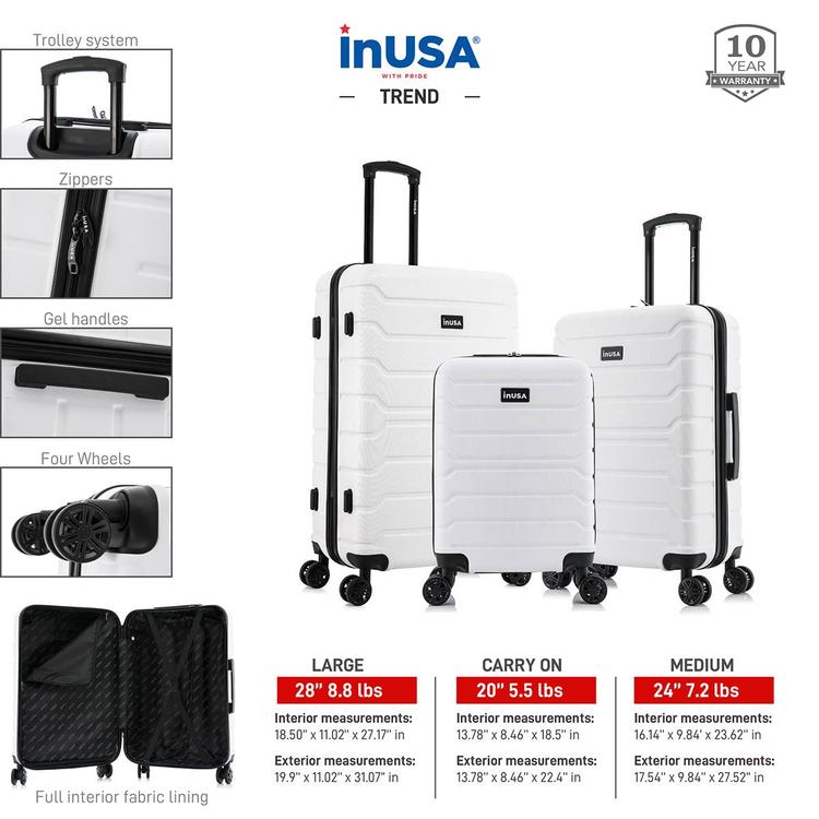 InUSA Trend Lightweight Hardside Spinner 3pc. Luggage Set