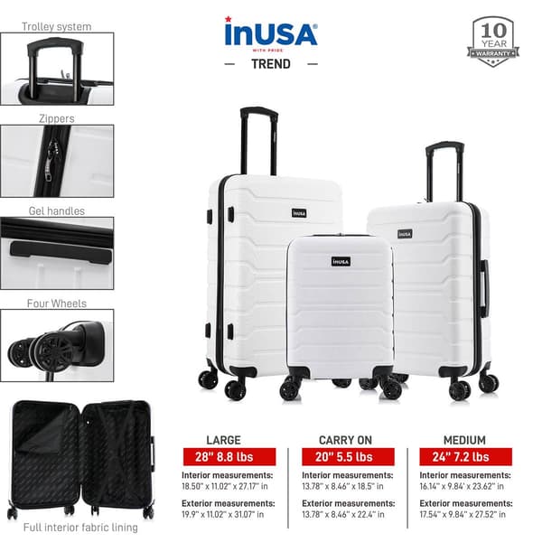 InUSA Trend Lightweight Hardside Spinner 3pc. Luggage Set