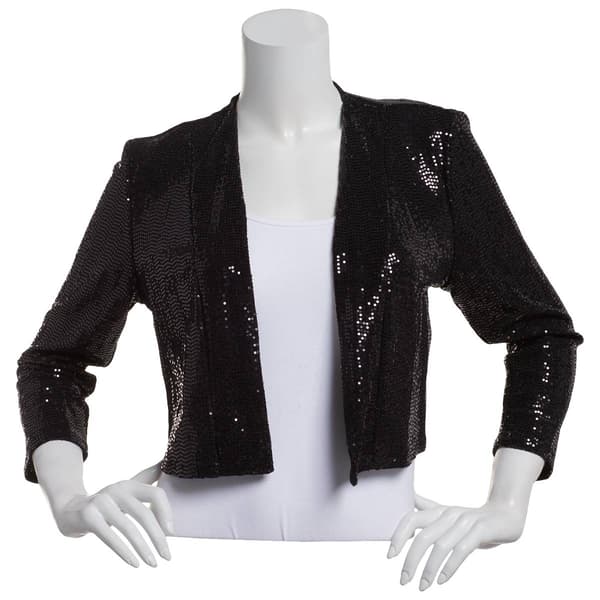 Womens MSK 3/4 Sleeve Sequined Cropped Shawl - image 