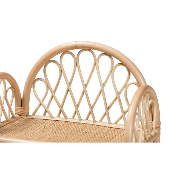 Baxton Studio Hammond Bohemian Rattan 2-Tier Display Shelf