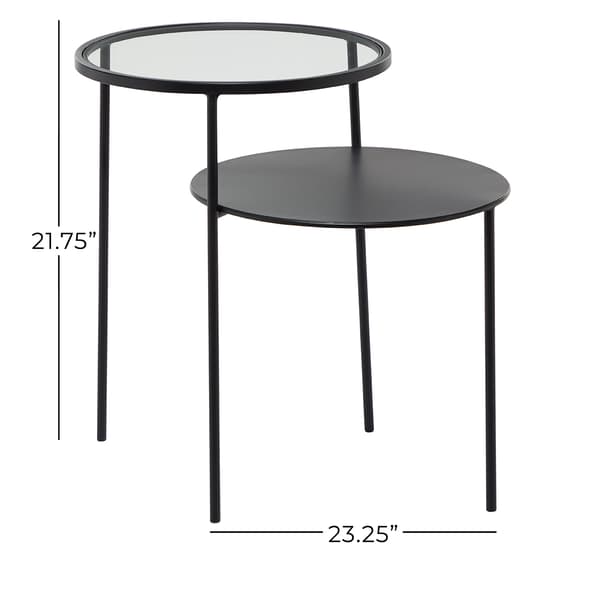9th & Pike® Round Glass And Metal Layered Accent Table - Set Of 2