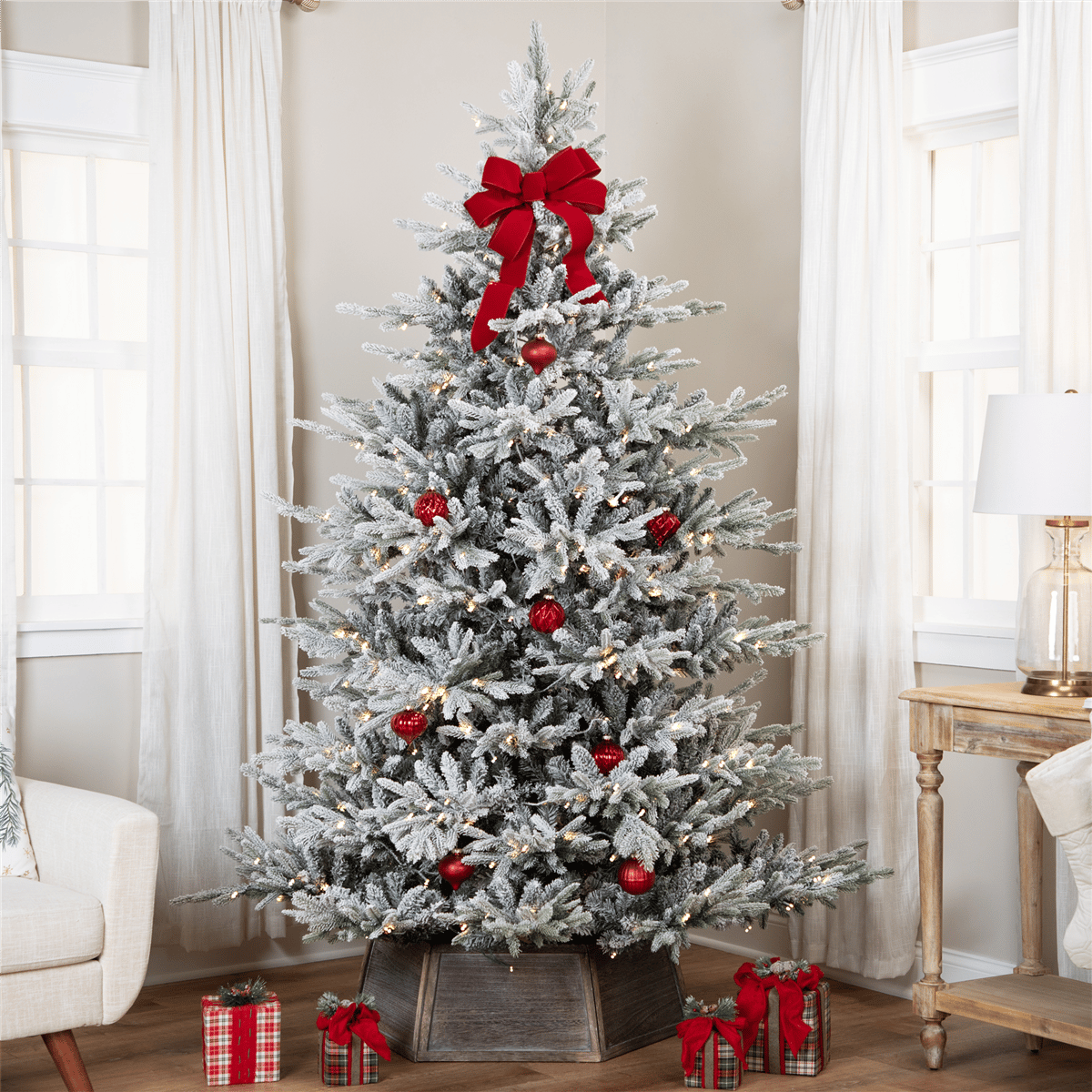Open Video Modal for Northlight Real Touch™ 7.5ft. Pre-Lit Flock Teton Christmas Tree