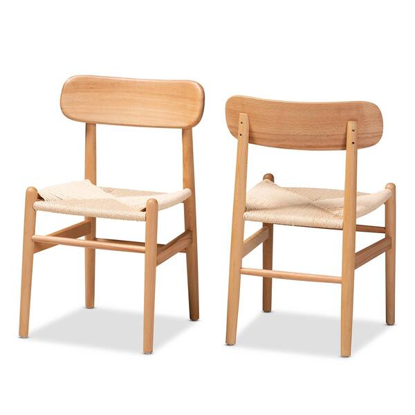 Baxton Studio Raheem Brown Hemp & Wooden 2pc. Dining Chair Set - image 