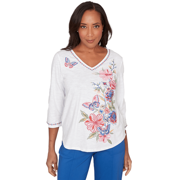 Petites Alfred Dunner The Royal Treatment Floral Butterfly Embro