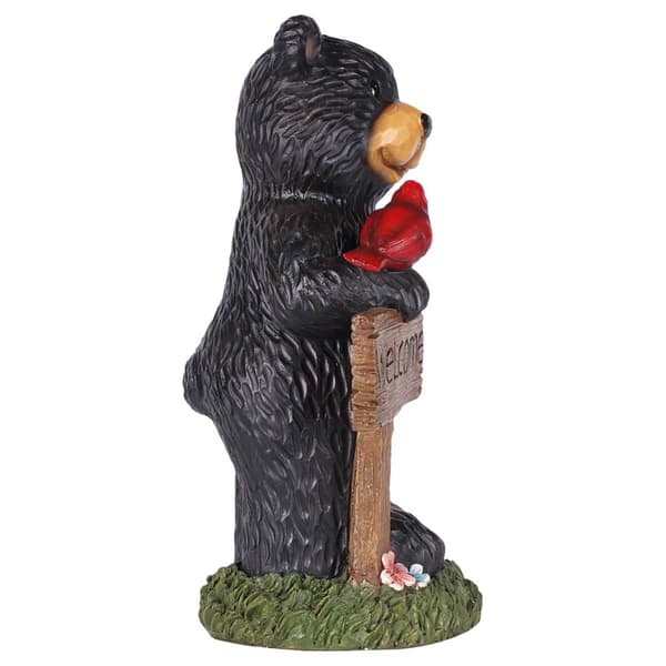 Hi-Line Gift Bear Holding Welcome Sign Garden Statue