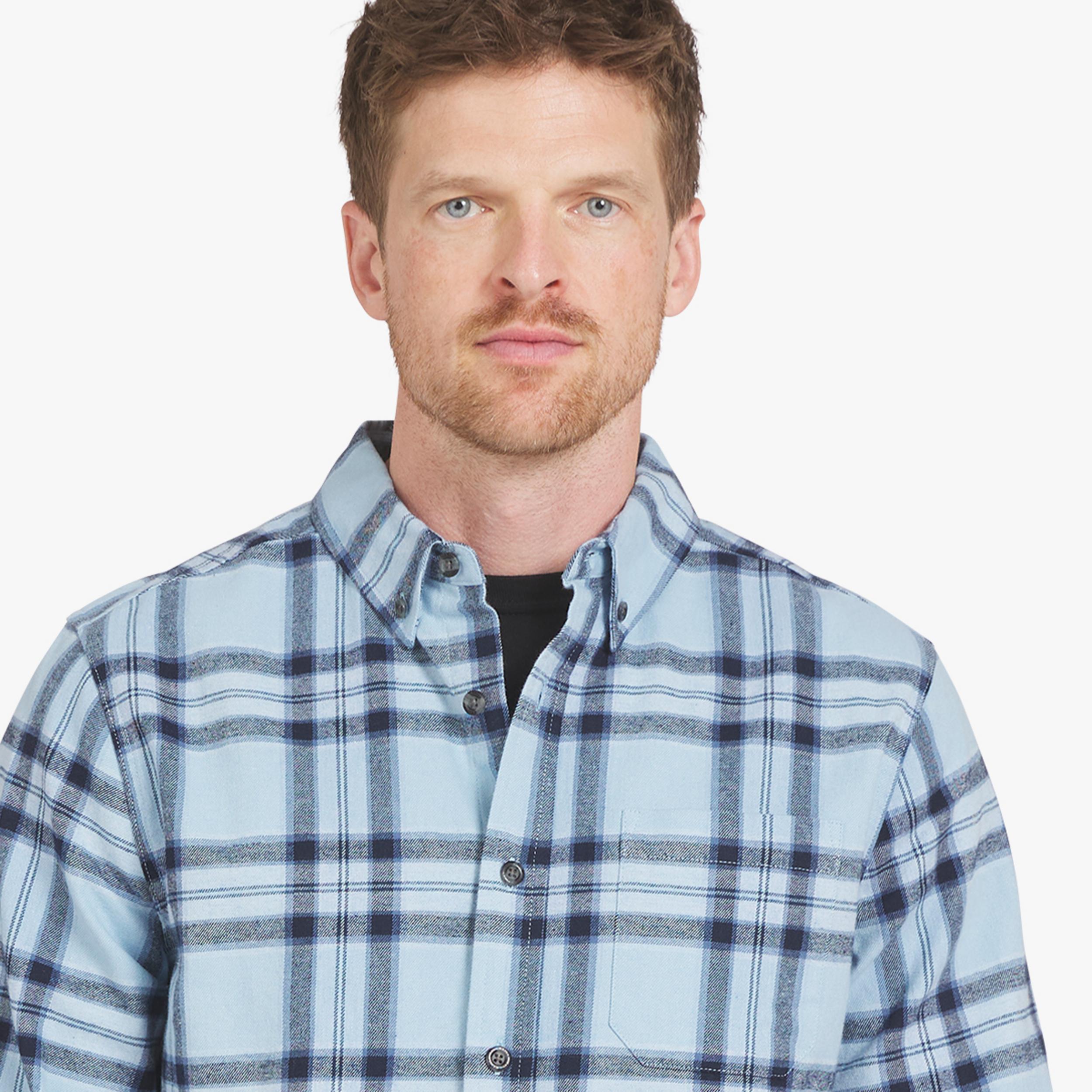 Mens Eddie Bauer Everyday Flex Flannel Shirt - Dream Blue