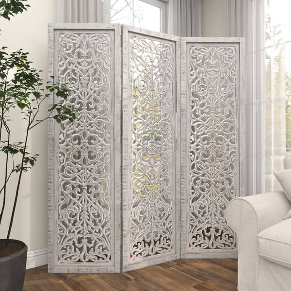 9th & Pike® Farmhouse White Wooden Room Divider Screen