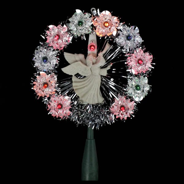 Northlight Seasonal Silver Tinsel Wreath with Angel Tree Topper