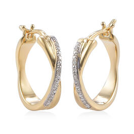 Diamond Classics&#40;tm&#41; 14kt. Gold White Diamond Hoop Earrings