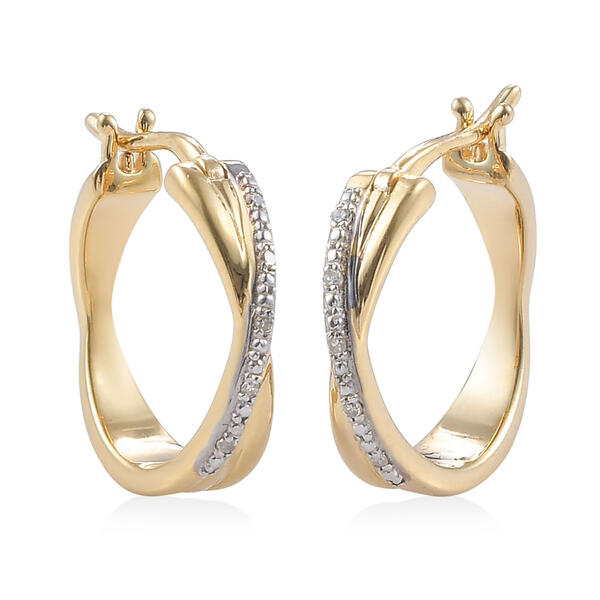 Diamond Classics&#40;tm&#41; 14kt. Gold White Diamond Hoop Earrings - image 