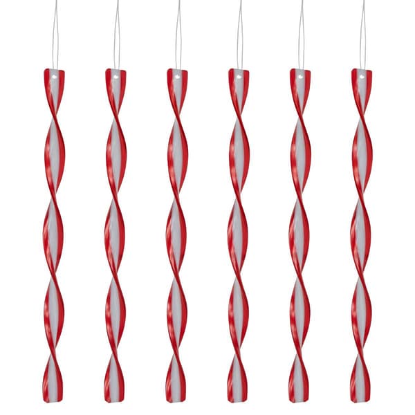 Northlight Seasonal 6ct. Red/White Swirl Christmas Ornaments - image 