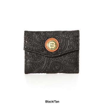 Stone Mountain Women's Large Paisley Embossed Wallet Wristlet Black New