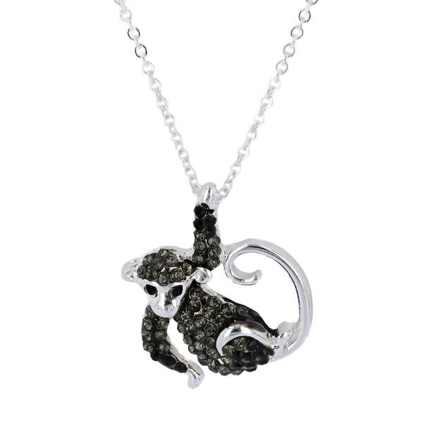 Crystal Kingdom Silver-Tone Crystal Monkey Pendant Necklace - image 