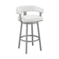 Armen Living Lorin 26in. White Faux Leather Swivel Barstool - image 1