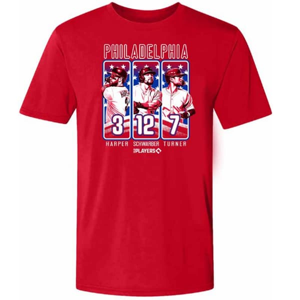 Mens Philadelphia Baseball 3 12 7 Player Short Sleeve Tee - image 