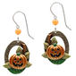Silver Forest Jack-O-Lantern & Leaf Earrings - image 1