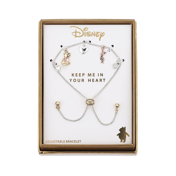 Shine Disney CZ Winnie the Pooh Motif Charm Adjustable Bracelet