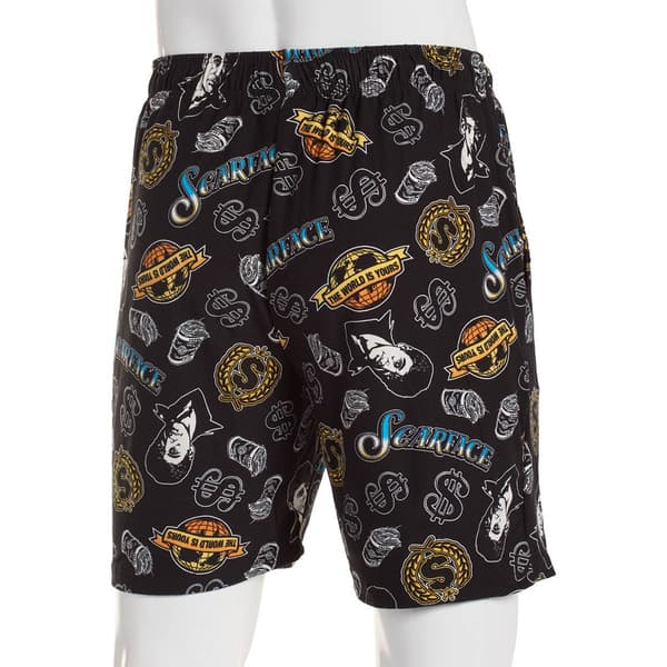 Mens Scarface Pajama Shorts - Black