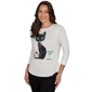 Womens Emaline Key Items 3/4 Sleeve Martini Cat Graphic Tee - image 3