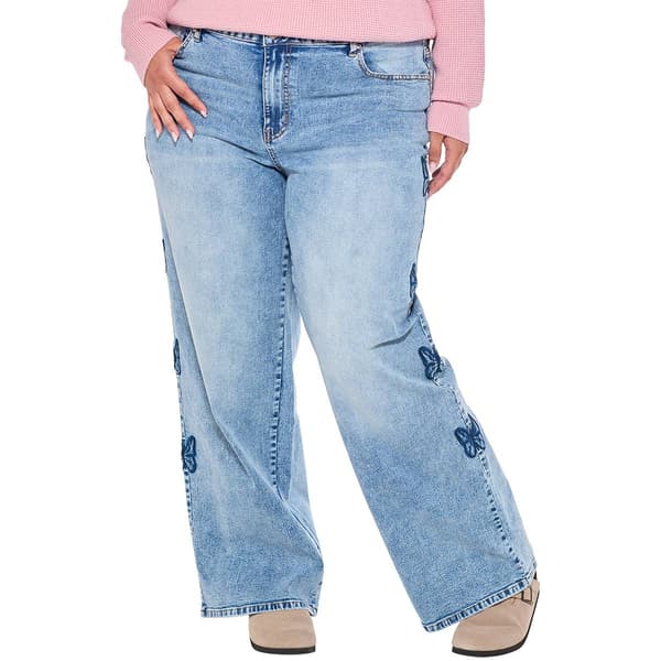 Juniors Plus Madden Girl Ultra 90''s Butterfly Embroidered Jeans