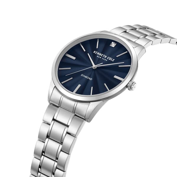 Mens Kenneth Cole&#174; Stainless Steel Blue Dial Watch - KCWGG2122905