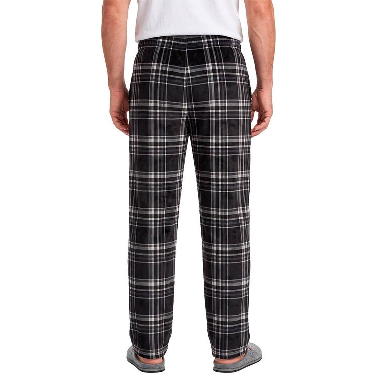 Mens Preswick & Moore® Plaid Silky Pajama Pants - Black/White