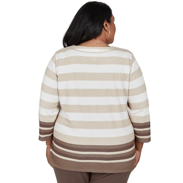 Plus Size Alfred Dunner Luxe Be A Lady 3/4 Sleeve Stripe Blouse