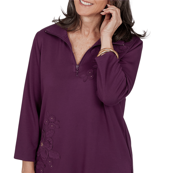 Womens Alfred Dunner Good To Go Floral Applique Sweatshirt