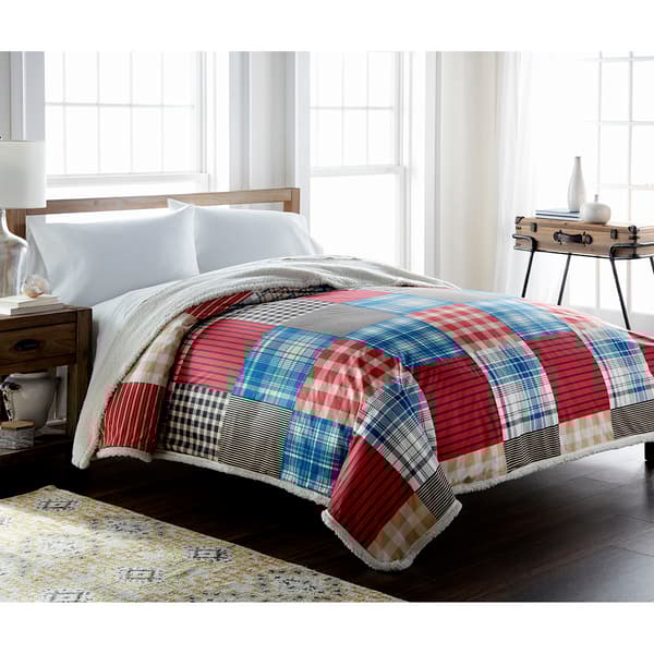 Micro Flannel&#174; Berry Patch Plaid Reverse to Sherpa Blanket