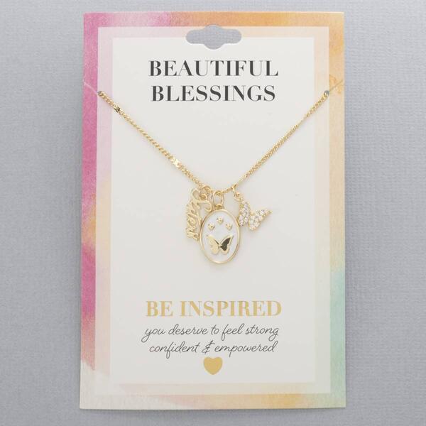 Gold Butterfly Sisters Pendant Necklace - image 
