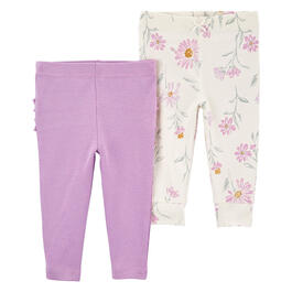 Baby Girl &#40;NB-24M&#41; Carters&#40;R&#41; 2pk. Floral & Solid Basic Pants