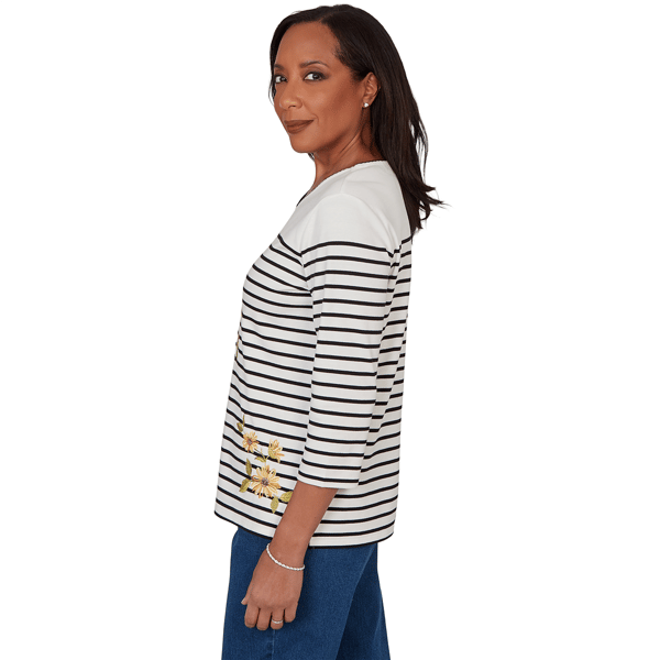 Womens Alfred Dunner Classics Sunflower Stripe Blouse