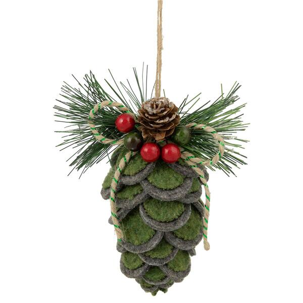 Northlight Seasonal 6in. Felt Pine Cone Christmas Ornament - image 