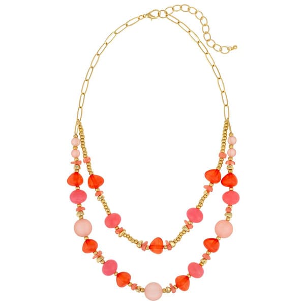 Ashley Cooper(tm) Coral Multi Short 2 Row Beaded Necklace - image 