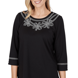 Womens Alfred Dunner Weekend Warrior 3/4 Sleeve Ribbon Blouse