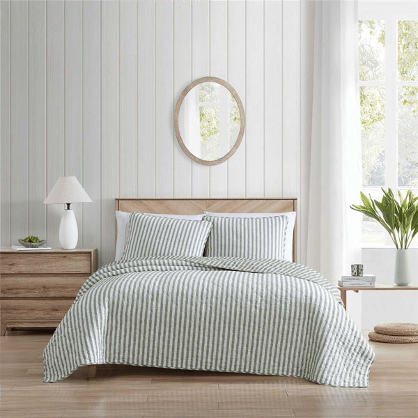 Stone Cottage Willow Way Ticking Stripe Reversible Quilt Set - image 