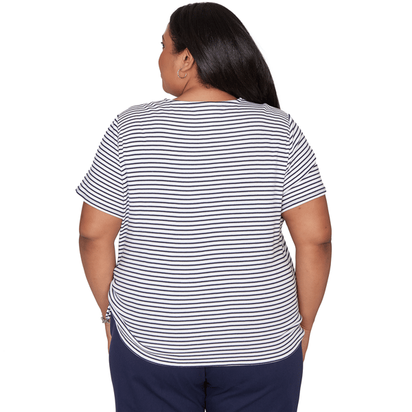 Plus Size Alfred Dunner Lady Liberty Embroidery Neck Blouse - image 