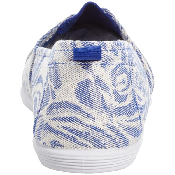 Womens Ashley Blue Canvas Floral Slip On Flats