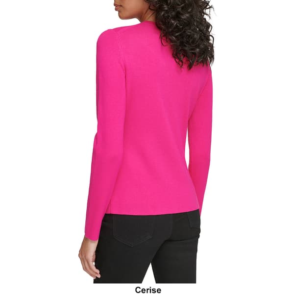 Womens Calvin Klein Long Sleeve Solid Twist Neck Sweater
