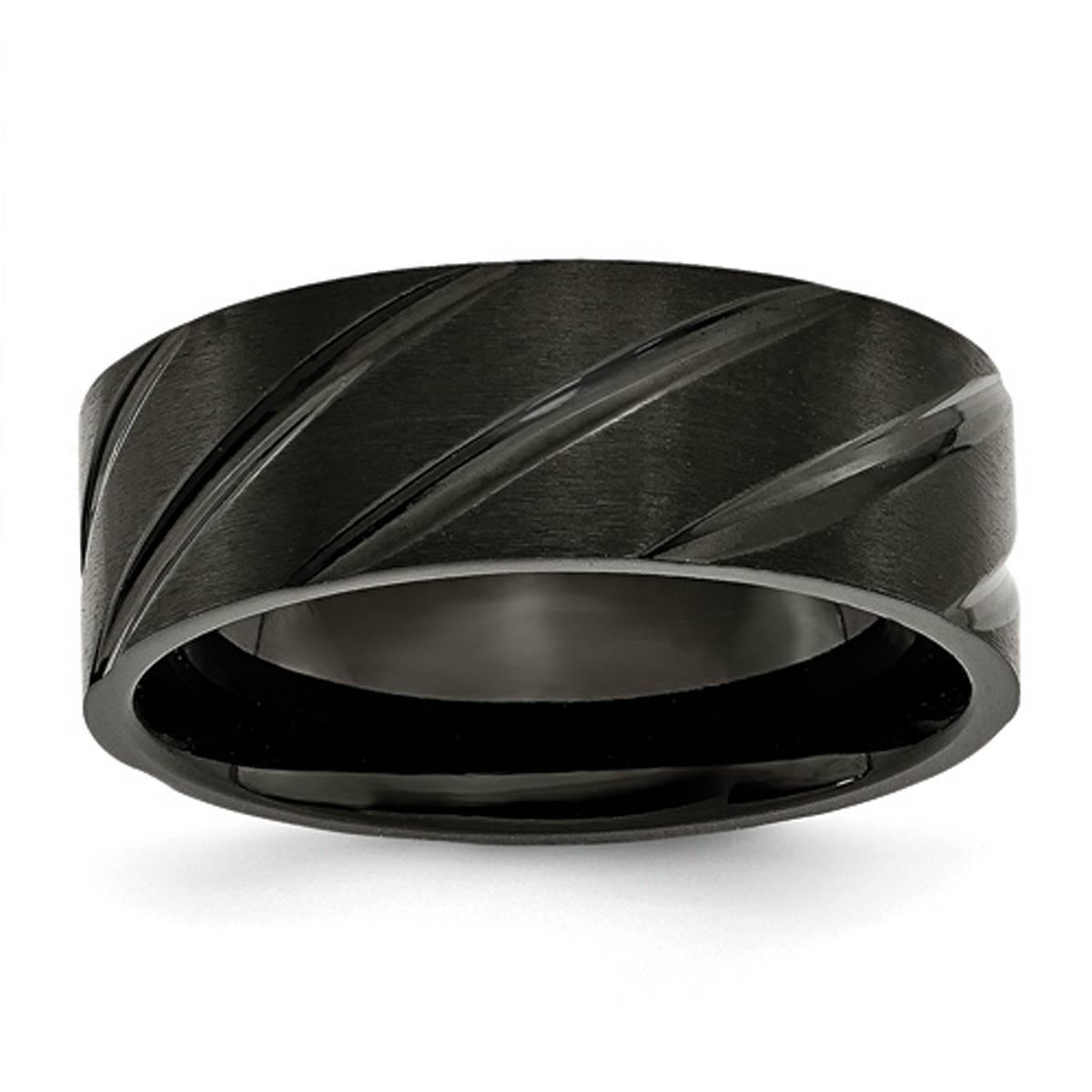 Mens Endless Affection™ 8mm Swirl Design Black IP Plated...