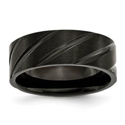 Mens Endless Affection(tm) 8mm Swirl Design Black IP Plated Band